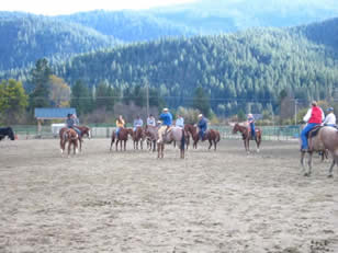 Class being held in large outdoor arena